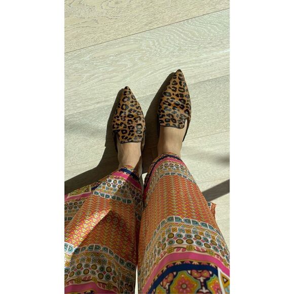 SCHUTZ Tracy Leopard Mules Flats - Picture 1 of 4